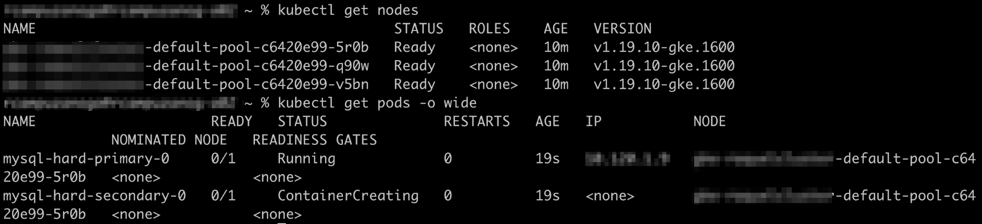 Example kubectl get pods -o wide output