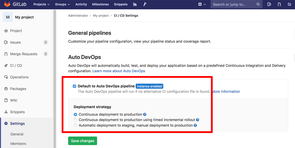 GitLab Auto DevOps configuration