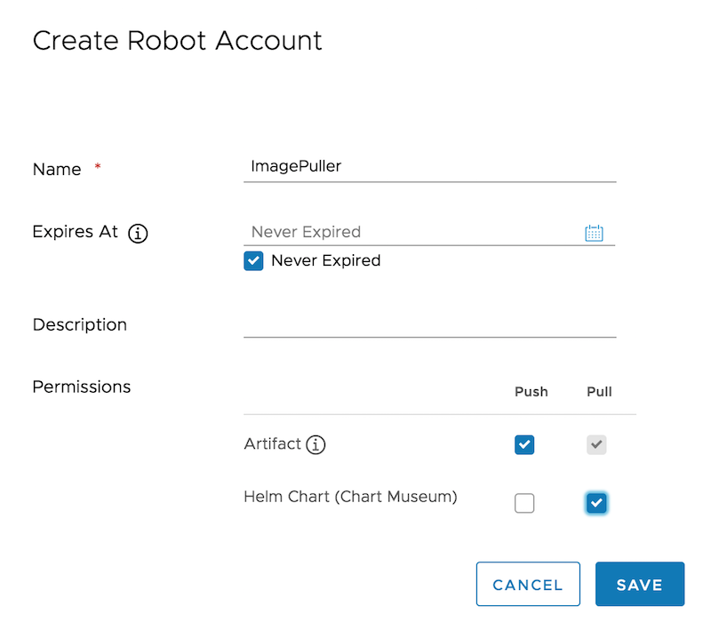 Create a Robot Account in your project