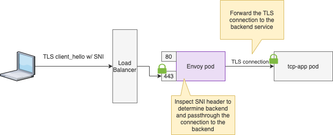 TCP Proxy with TLS passthrough