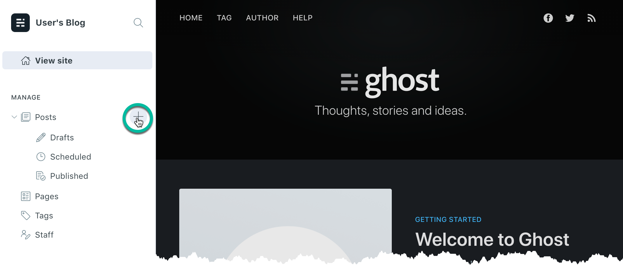 Ghost Admin Page